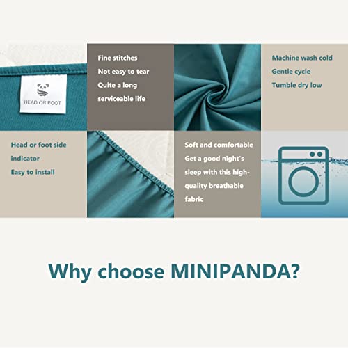  MINIPANDA Twin Fitted Sheets 2 Pack, Ultra Soft With Bed Sheets Holder Straps For Corners, Keep Sheets From Coming Off - Microfiber Sheets (Blue-Green, Twin,2)