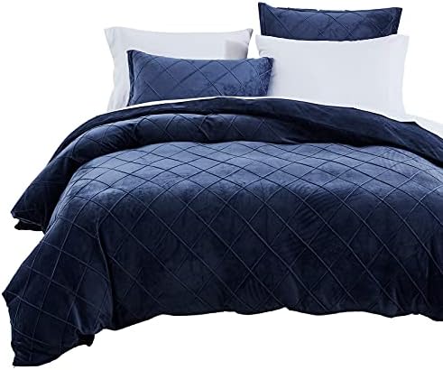  Pleated Velvet Duvet Cover Set King, 3PCS Flannel Comforter Cover Set For All Season, Ultra Soft Cozy Luxurious Velour Duvet Cover With Pillow Shams Bedding Collection, 106" X 92", Charcoal Grey