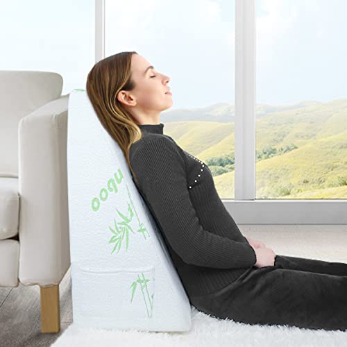  COOLBEBE Wedge Pillow 12" Bed Triangle Wedge Pillow With Memory Foam Top|Reduce Neck & Back Pain, Acid Reflux, After Surgery|Ideal For Reading, Rest, Elevation