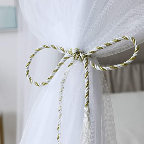  4 Corner Post Bed Canopy, Elegant Curtain Net For Full/Queen/King Size Bed (White)