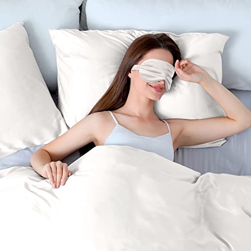  ANNIKA SILK 100% Pure 22 Momme Queen Size Mulberry 6A Silk Pillowcase & Sleep Mask Set For Hair & Skin & Acne With Envelope Closure Cooling, Natural, Organic, Double Sided Silk Pillow Case & Eye Mask