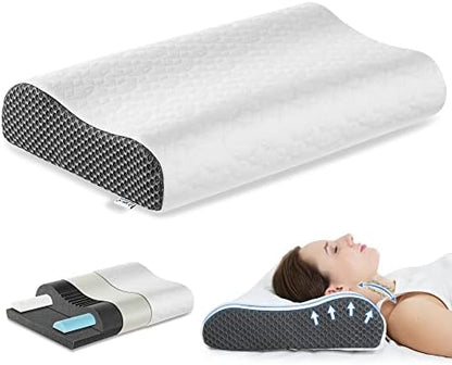  Joynox Memory Foam Pillow, Adjustable Contour Pillow For Neck Pain, Orthopedic Support Cervical Pillow For Sleeping, Ergonomic Bed Pillow For Back, Side, Stomach Sleepers, Grey Large