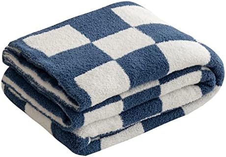  Throw Blanket With Checkerboard Plaid- Cozy Breathable All Seasons Soft Checkered Blanket Gingham Home Decor For Couch And Bed -Throw Size 51"x63",Light Khaki