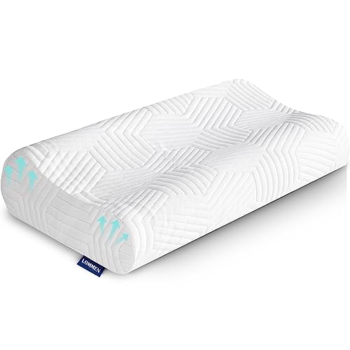  Sandwich Memory Foam Pillows Queen Size, Ergonomic Contour Cervical Pillow For Side Back Stomach Sleeper, Orthopedic Pillow For Neck Pain Relief, RUCO-BAC Cover