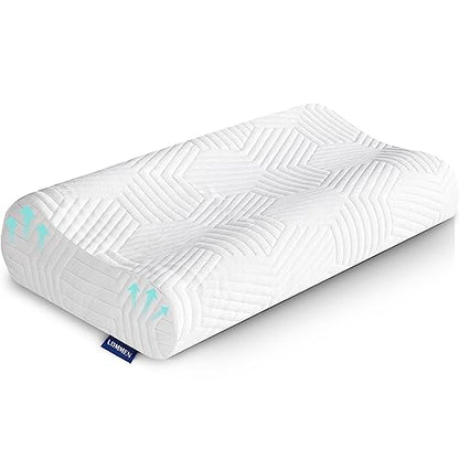  Sandwich Memory Foam Pillows Queen Size, Ergonomic Contour Cervical Pillow For Side Back Stomach Sleeper, Orthopedic Pillow For Neck Pain Relief, RUCO-BAC Cover
