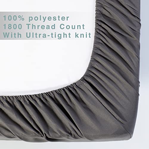  LBRO2M Bed Sheet Set Queen Size 16 Inches Deep Pocket 1800 Thread Count 100% Microfiber Sheet,Bedding Super Soft Comfortable, Cool Warm,4 Piece（Dark Grey）