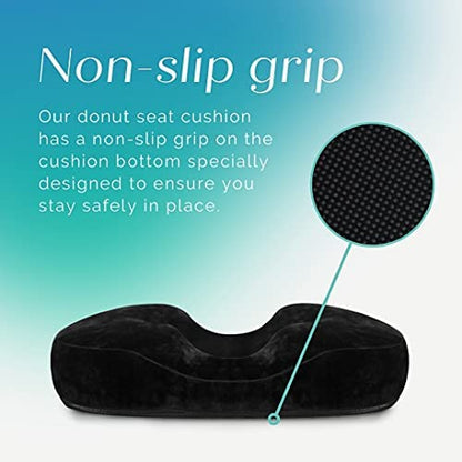  Trickonometry Donut Seat Cushion: Extra Firm Orthopedic Pillow- Lower Back, Hemorrhoid, Bed Sores, Pressure/ Pain Relief, Pregnancy, Postpartum, Surgery, Coccyx, Sciatica, Prostate (White) (Burgundy)﻿