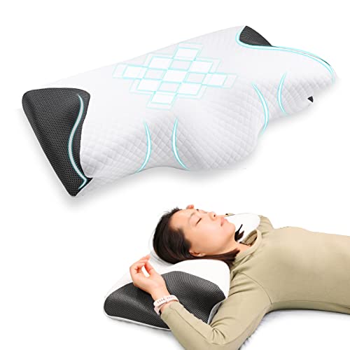  Side Sleeper Pillow For Neck And Shoulder Pain，Neck Pillows For Pain Relief Sleeping Best Memory Foam Pillows For Bed Butterfly Ergonomic Pillow Cervical Neck Support Pillows For Sleeping