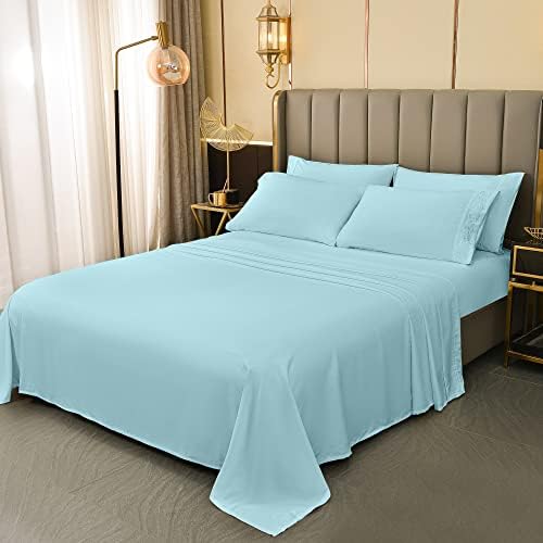  LONAVA King Size Sheets Set - 6 Piece Set Wrinkle Free Hotel Luxury Oeko-TEX Sheets And Pillowcases Set, Silky Soft Microfiber Bed Sheets, Breathable And Elastic, 16-Inch Deep Pockets, Gray
