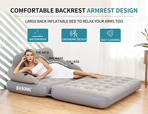  Inflatable Chair Air Couch With Air Pump, Camping Air Mattress Blow Up Inflatable Sofa Bed With Backrest, Multi-Mode Use, Easy To Storage