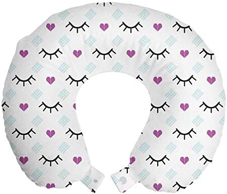  Paw Print Travel Pillow Neck Rest, Puppy Kitten Dog And Cat Themed Repetitive Pet Foot's Stains Concept, Memory Foam Traveling Accessory For Airplane And Car, 12", Grey White