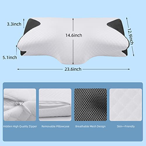  Side Sleeper Pillow For Neck And Shoulder Pain，Neck Pillows For Pain Relief Sleeping Best Memory Foam Pillows For Bed Butterfly Ergonomic Pillow Cervical Neck Support Pillows For Sleeping