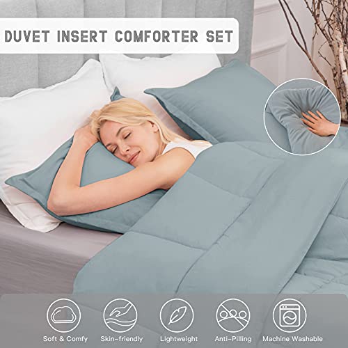  RECYCO King Comforter Set, Lightweight Ultra Soft Down Alternative Quilted Comforter, Duvet Insert Bedding Set With Pillow Sham For All Season, Sage Green