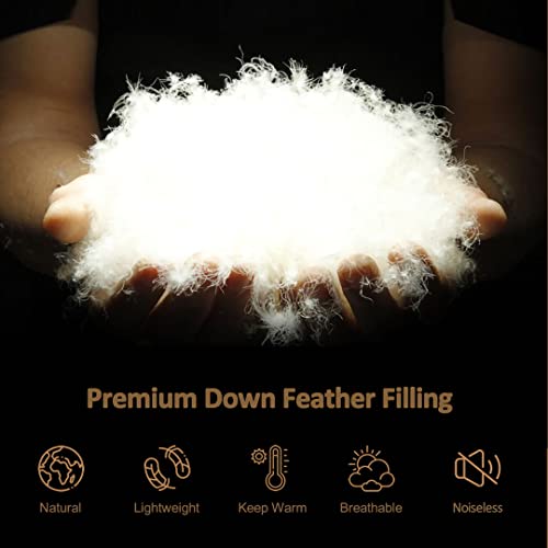  Luxury Pima Cotton Goose Feathers Down Duvet Insert King | All-Seasons Down Comforter | Ultra-Soft 750 Fill-Power Medium Warmth Hotel-Style Comforter Insert With Ties (106x90 Inches, White)