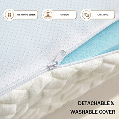  Queen Size 3 Inch Memory Foam Mattress Topper Queen Size, Gel-Infused Cooling Bed Topper With Removable & Washable Bamboo Fiber Cover, Zipper Closure