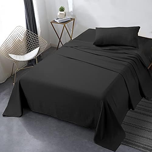  Queen Bed Sheet Set, 4pcs Bedding Sheets & Pillowcases, Soft Microfiber 1800 Thread Count 16" Deep Pocket Luxury Bed Sheets - Hypoallergenic, Wrinkle & Fade Resistant (Black)