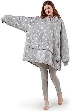  Degrees Of Comfort Wearable Blanket Hoodie For Kids Girls, Sherpa Hooded Blankets Sweatshirt With Pockets, One Size Fits All, Pink, 30x28 Inch