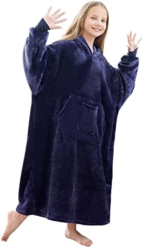  Oversized Wearable Blanket Sweatshirt For Women Men,Warm Cozy Fleece Sherpa Hooded Blanket With Deep Pockets For Adult Kids
