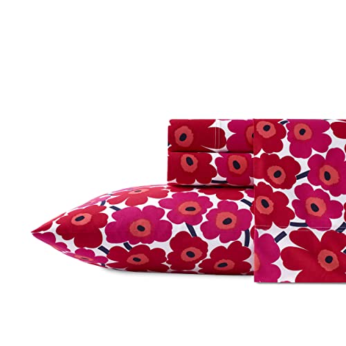 Marimekko - Pillowcase Set, Cotton Percale Bedding, Smooth & Cool Home Decor (Mini Unikko Red, Standard)