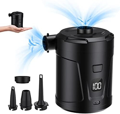  Electric Air Pump For Inflatables, 5200mAh Air Mattress Pump Portable With 4 Nozzles & LED Display Screen, Inflator/Deflator Pumps For Pool, Camping, Inflatable Cushions, Boats, Swimming Ring