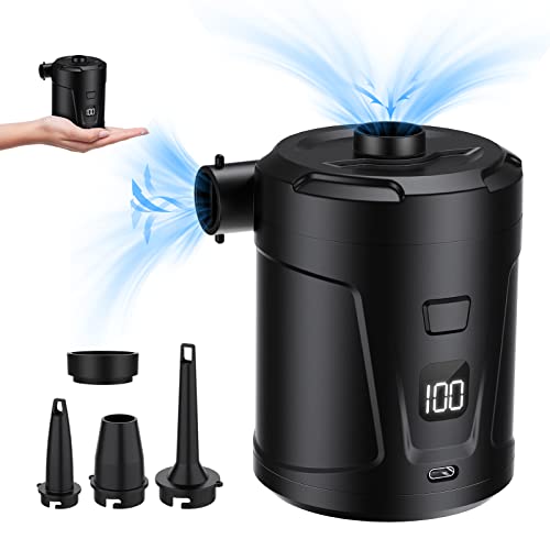  Electric Air Pump For Inflatables, 5200mAh Air Mattress Pump Portable With 4 Nozzles & LED Display Screen, Inflator/Deflator Pumps For Pool, Camping, Inflatable Cushions, Boats, Swimming Ring