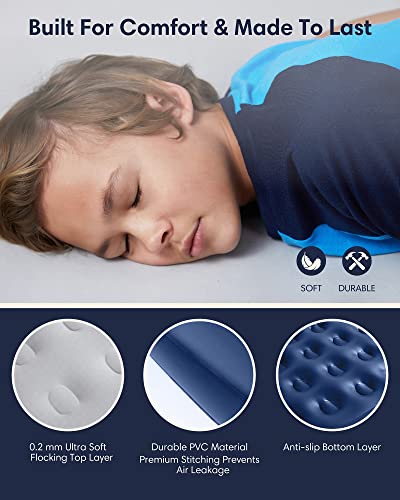  Inflatable Twin Air Mattress With Built In Pump,18" Elevated Durable Air Mattresses For Camping,Home&Guests,Fast&Easy Inflation/Deflation Airbed,Blue Double Blow Up Bed,Travel Cushion,Indoor