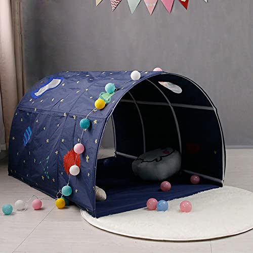  Children's Cabin Bed Tunnel Tent For 90-100cm In Width Loft Bed Bunk Tent,Fabric, Blue, Single