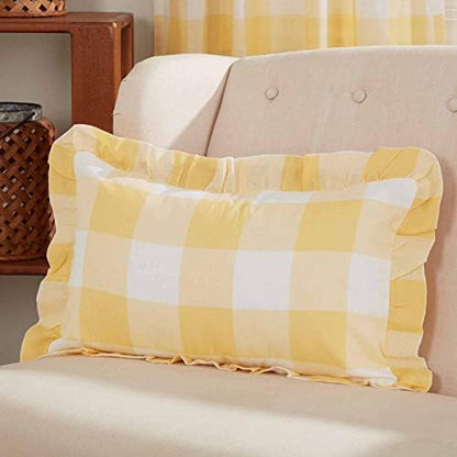  Madison Check Yellow King Size Pillow Cases, Set Of 2, 21" X 37", Buffalo Check Yellow And Ivory Bedding Accent W/Fresh Farmhouse Style