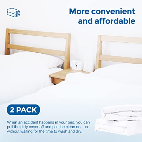 Win Size 2 Pack Waterproof Mattress Protector, Smooth Bed Cover Stretchable Deep Pocket Fits 8 To 21 Inches Mattresses, Breathable Washable Fitted Sheet Style Mattress Cover