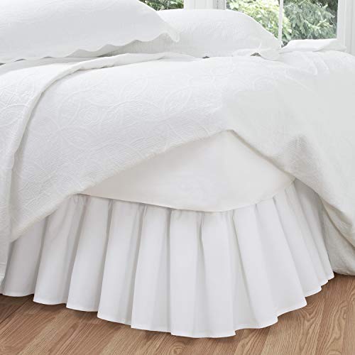  Bedding Ruffled Bedskirt, Classic 18” Drop Length, Gathered Styling, Full, White, FRE30118WHIT02