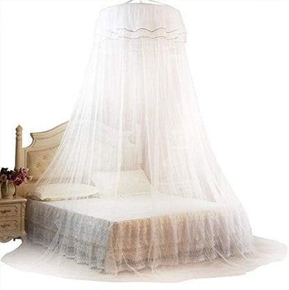  Yasashi Breathable Round Canopy Lace Princess Style Net Bed Curtain Netting (White)