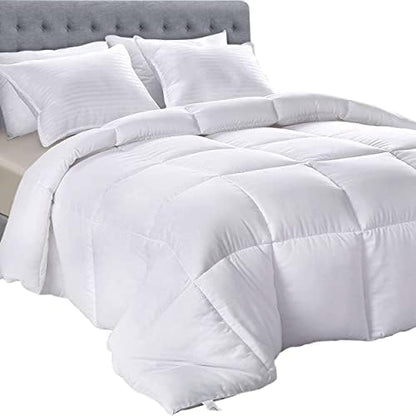  Down Alternative Comforter (Twin, White) - All Season Comforter - Plush Siliconized Fiberfill Duvet Insert - Box Stitched