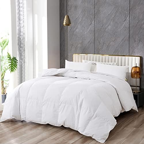  Three Geese All Season Down Comforter,Bedding Comforter Duvet Insert Medium Warmth With 48oz Fill Weight,100% Skin-Friendly Cotton,King 106x90 Inches,750 Fill Power Fluffy With Corner Tabs.