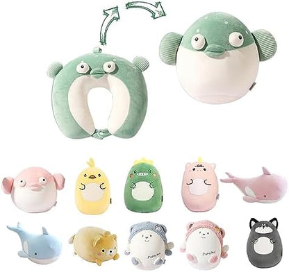  Stocaggio 2-in-1 Travel Pillow For Kids - Soft And Adorable Animals Plush That Converts Into A U-Shaped Neck Pillow For Ultimate Comfort During Airplane, Car, Train, Or Bus Trip - Unicorn