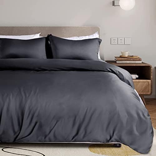  NEXHOME PRO 100% Organic Bamboo Duvet Cover Set King - Lightweight Summer Cooling Comforter Cover For Hot Sleepers 104"x90" 3pcs Breathable White Bedding With Corner Ties,Zipper Closure, No Insert