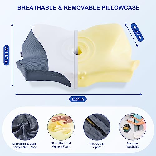  FAIORD Memory Foam Cervical Neck Pillow, Cervical Pillow For Neck Pain Relief, Orthopedic Ergonomic Contour Shoulder Support Pillow For Side, Back & Stomach Sleepers With Breathable Cooling Pillowcase