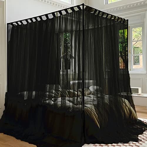  Obokidly Elegant 4 Corners Post Mosquito Canopy Net For Bed Canopy Luxury Netting Bedroom Decoration For Girls Men Women Adults & Boys For Twin/Full/Queen/King/Cal King (California King, Black)