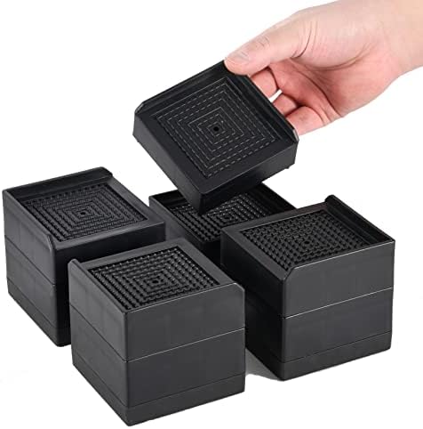  LUCKYQTQH Bed Risers Adjustable Furniture Risers Heavy Duty，Rectangle Bed Risers 3 Inches，Desk Risers For Sofa Couch Bed Frame ，Supports Up To 3000 Lbs (4 Piece Set)