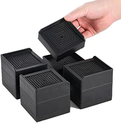  LUCKYQTQH Bed Risers Adjustable Furniture Risers Heavy Duty，Rectangle Bed Risers 3 Inches，Desk Risers For Sofa Couch Bed Frame ，Supports Up To 3000 Lbs (4 Piece Set)