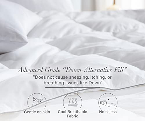  Luxury White Comforter King Size Duvet Insert, All-Season Soft Extra Fluffy Down Alternative King Comforter, Quilted, Corner Tabs
