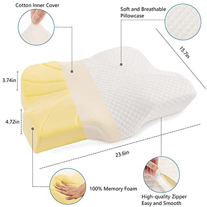  Lamberia Cervical Memory Foam Pillow, Neck Pillows For Side Sleepers, Back And Stomach Sleepers