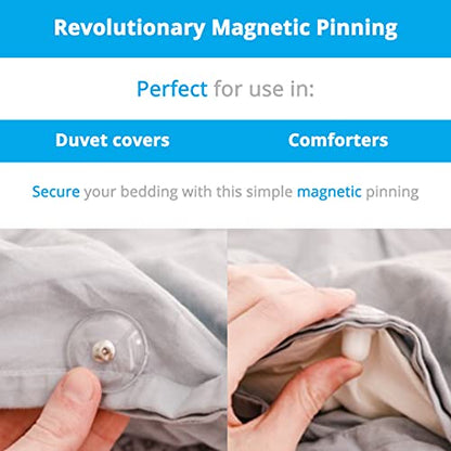  Clear Magnetic Duvet Clips With Magnetic Key For Easy Removal. Pack Of 8 Comforter Fasteners That Are Safe Locking And Holds Up To 10lbs