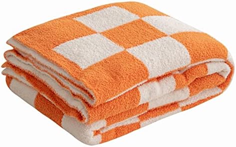  Throw Blanket With Checkerboard Plaid- Cozy Breathable All Seasons Soft Checkered Blanket Gingham Home Decor For Couch And Bed -Throw Size 51"x63",Light Khaki