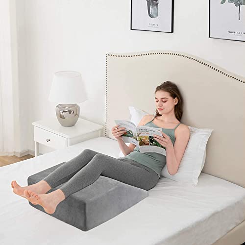  Joybest Leg Elevation Pillow With Removable Cover 8 Inch Memory Foam Leg Rest Pillow For Sleeping, Blood Circulation Wedge Pillows Relieve Leg, Knee, Hip And Lower Back Pain (Grey)