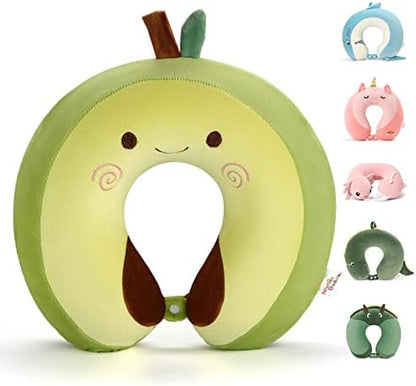  Niuniu Daddy Kids Travel Pillow For Airplane, Car, Recline - Neck Chin Support For Resting - Stops Head From Flopping Forward - Soft Memory Foam Insert And Cute Pink Unicorn Animal Plush Pillow Cover