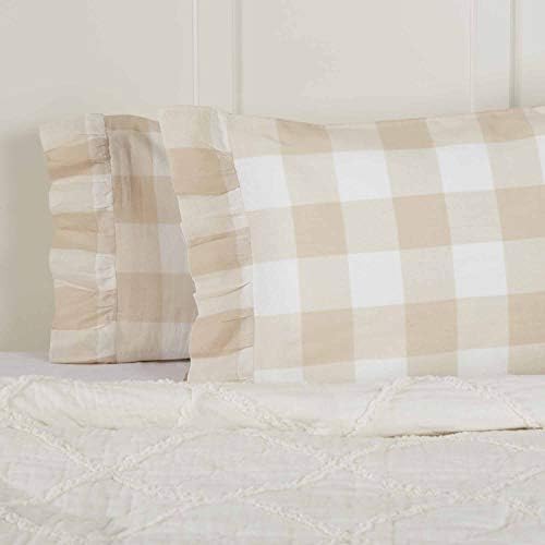  Madison Check Yellow King Size Pillow Cases, Set Of 2, 21" X 37", Buffalo Check Yellow And Ivory Bedding Accent W/Fresh Farmhouse Style