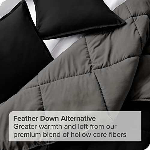  Bare Home Full Comforter - Reversible Colors - Goose Down Alternative - Ultra-Soft - Premium 1800 Series - All Season Warmth - Bedding Comforter (Full, Black/Grey)