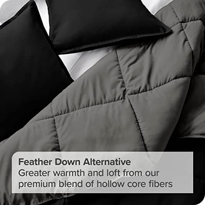  Bare Home Full Comforter - Reversible Colors - Goose Down Alternative - Ultra-Soft - Premium 1800 Series - All Season Warmth - Bedding Comforter (Full, Black/Grey)