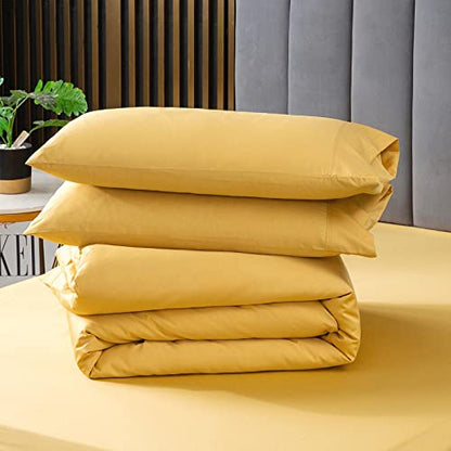  JamRest Duvet Cover Queen Size Zipper Closure (90"x90"), Ultra Soft Breathable Microfiber Comforter Cover, Luxury Hotel Bedding 3pcs Set (1 Duvet Cover & 2 Pillowcases), Yellow