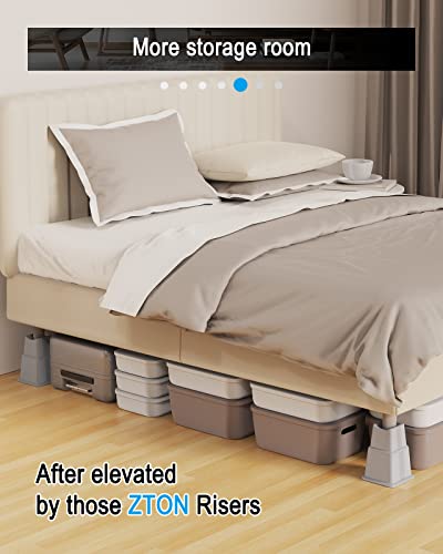  ZTON Bed Furniture Risers Elevation In Height 3" Heavy Duty Risers For Both Posts And Wheels Of Furniture Sofa Bed Couch Chair Table,Support Up To 3000 Lbs.(6 Pack,Grey)